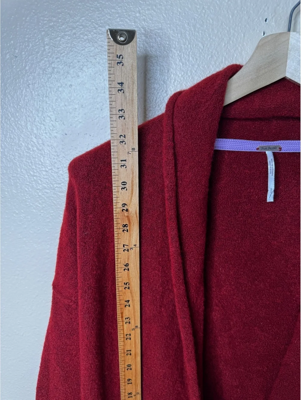 Free People Women’s Small Red Wool Blend Shawl Collar Button Cardigan Sweater
